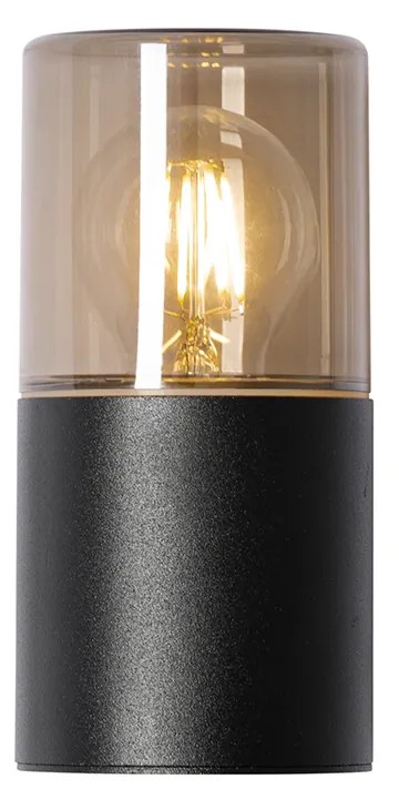 Lampada da parete esterna moderna nera con diffusore fumé IP44 - Odense