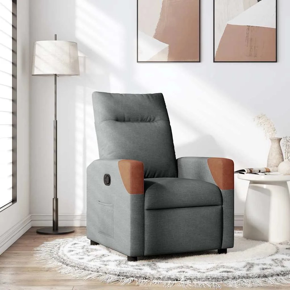 Poltrona Reclinabile İn Tessuto Grigio Scuro /
