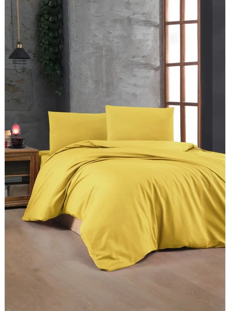 Biancheria da letto gialla in cotone renforcé per letto matrimoniale 200x200 cm – Mijolnir