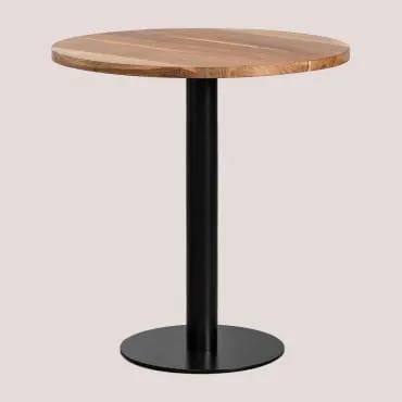 Tavolo da bar rotondo in legno di acacia Macchiato n Ø70 cm & NERO - Sklum