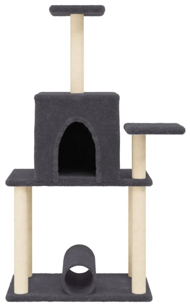 Albero per gatti con tiragraffi in sisal grigio scuro 122 cm