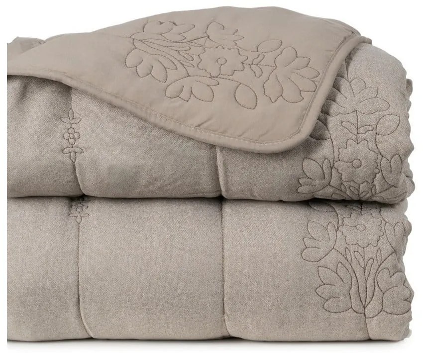 Copriletto grigio tortora con rivestimento trapuntato 240x260 cm – Ixia