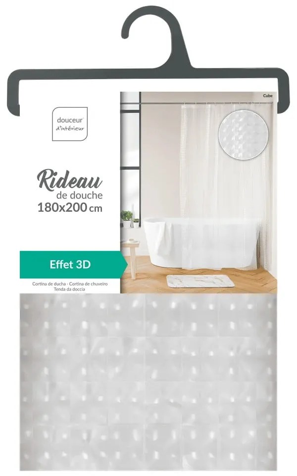 Tenda per doccia 180x200 cm Cube – douceur d'intérieur