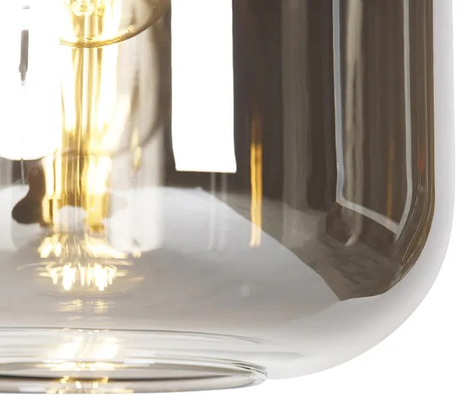 Lampada a sospensione intelligente nera con vetro fumé 4 luci incl. Wifi A60 - Zuzanna