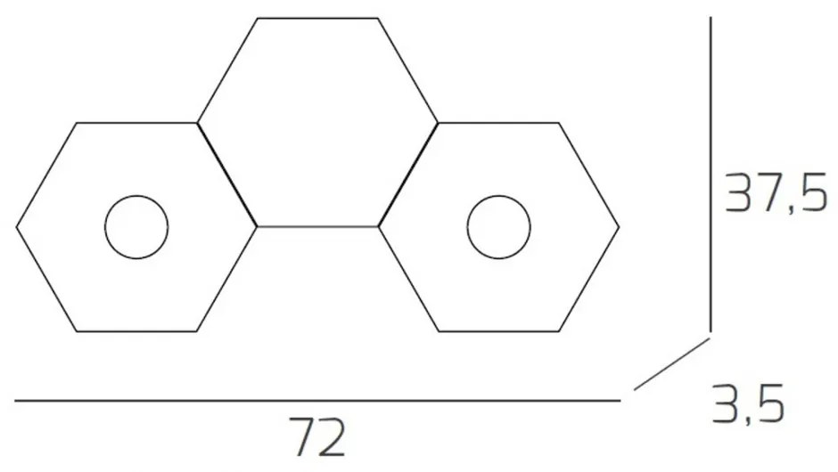 Plafoniera Moderna 3 Moduli Hexagon Metallo Bianco 2 Luci Led 12X2W