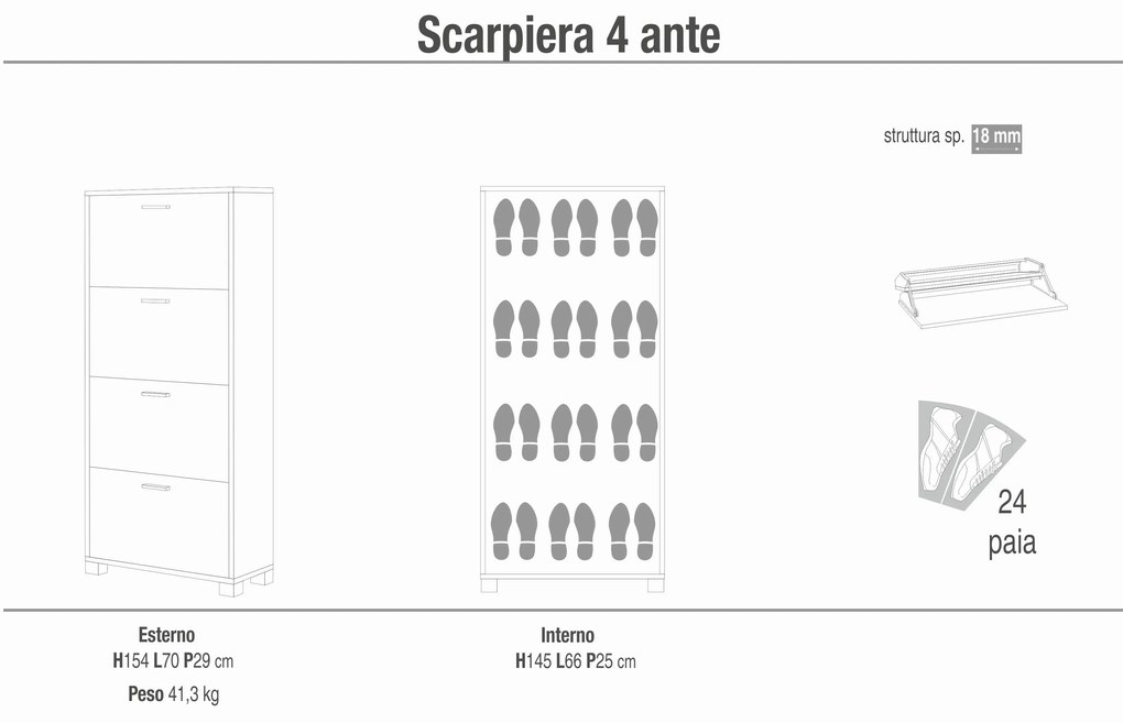 ESSENZA - scarpiera a 4 ante