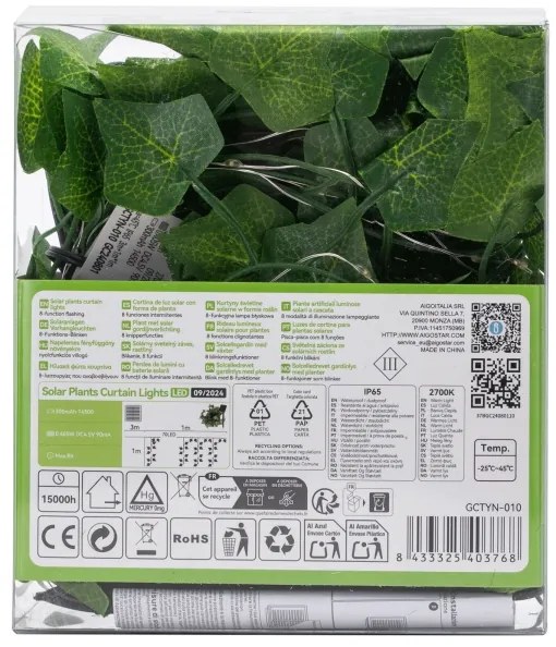 Aigostar - Catena LED solare 70xLED/4x1m IP65 bianco caldo ivy