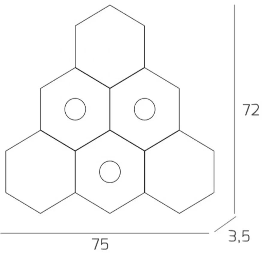 Plafoniera Moderna 6 Moduli Hexagon Metallo Grigio Antracite 3 Luci Led 12X3W