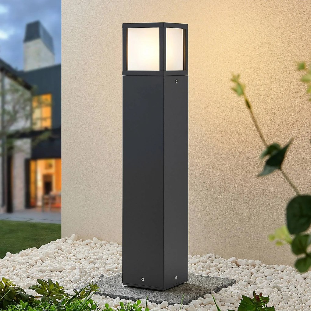 Lampioncino da giardino Dewari Lucande, dimmerabile, Alluminio / Grigio / Zincato, Alluminio, Moderno, Lampada da esterni