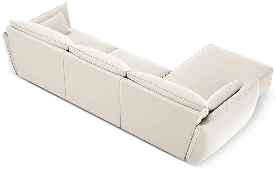 Divano angolare beige (con penisola a sinistra/con chaise lounge) con rivestimento in velluto Vanda – Mazzini Sofas