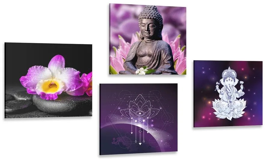 Set di quadri – Feng Shui in viola
