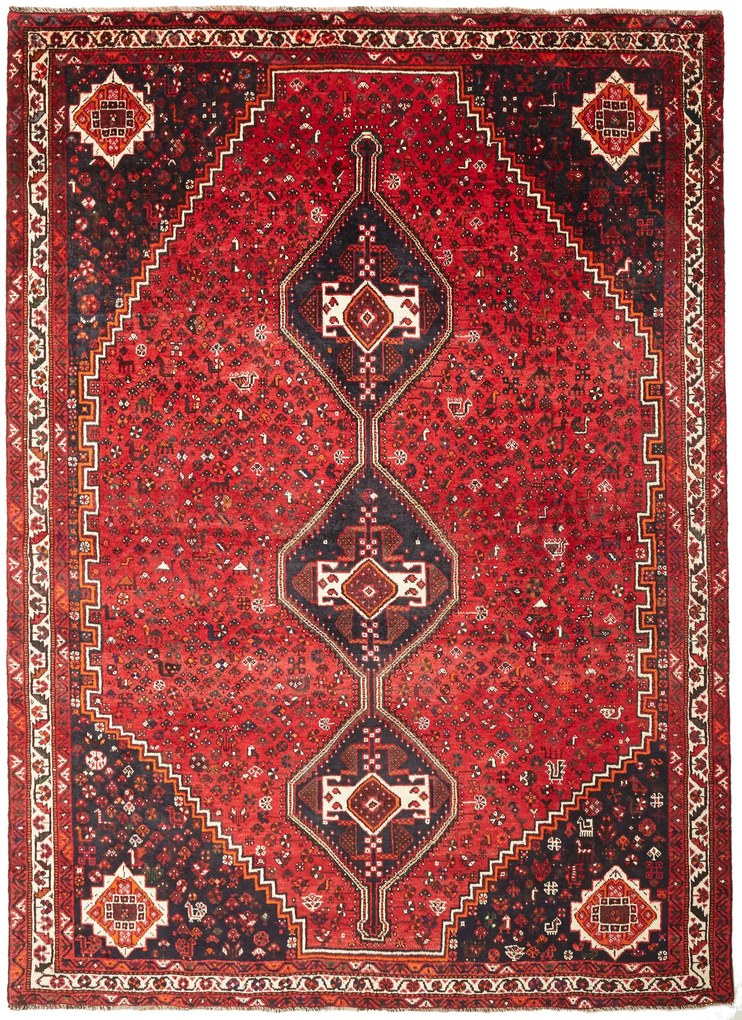 Shiraz Tappeto 310x230 Rosso (Iran) Annodato A Mano