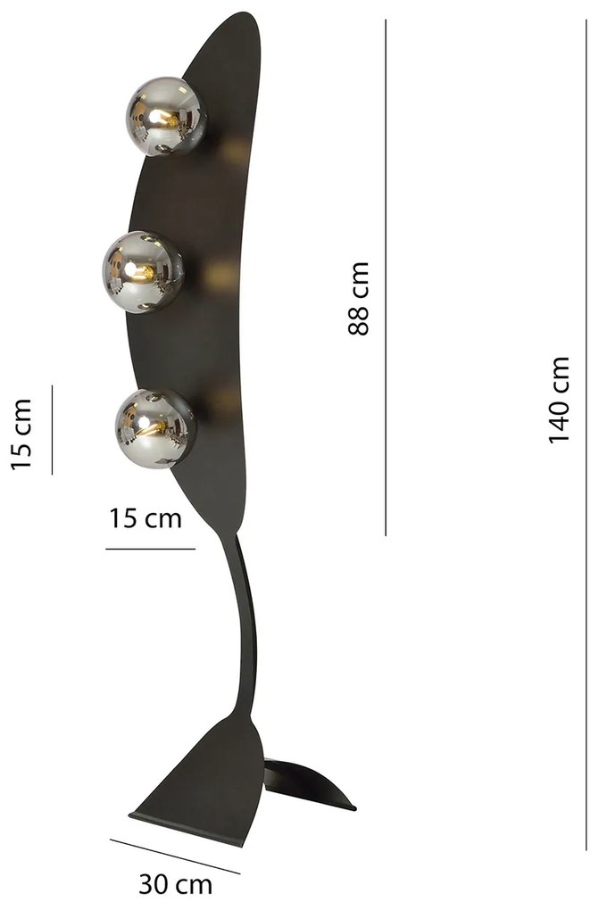 Piantana Minimal Dagda Acciaio Nero Grigio 3 Luci E14 Ip20