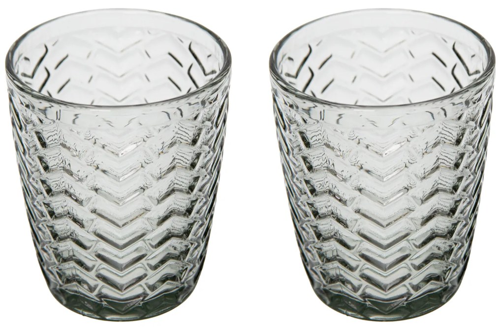 Set 2 bicchieri acqua vetro grigio lavorato Milo