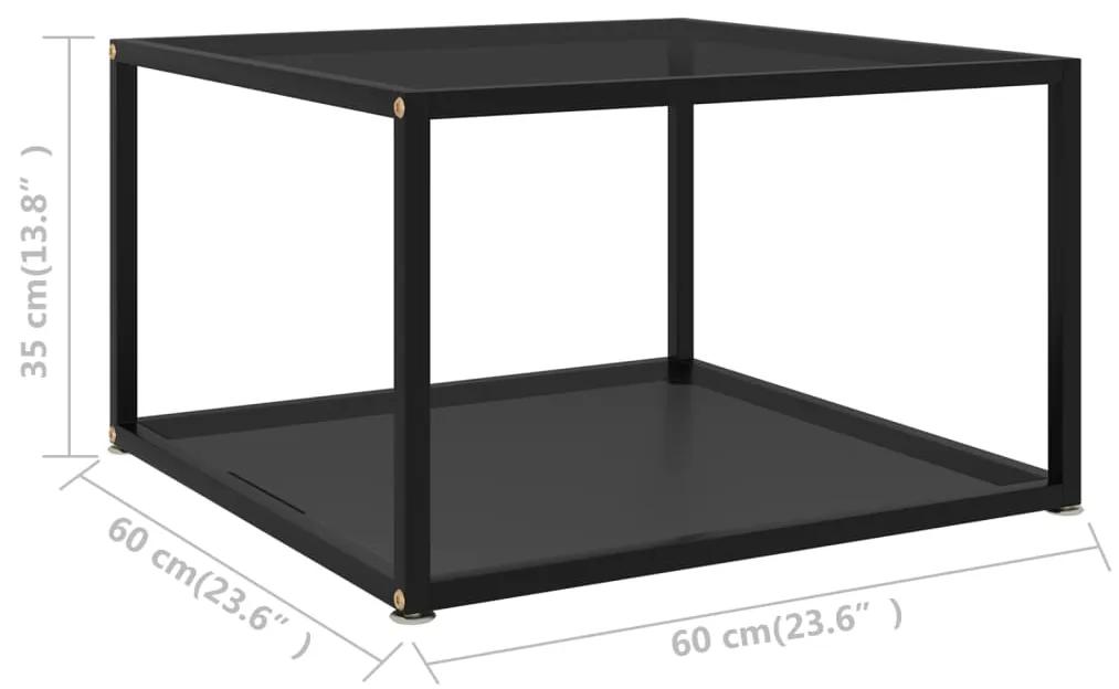 Tavolino da salotto nero 60x60x35 cm in vetro temperato
