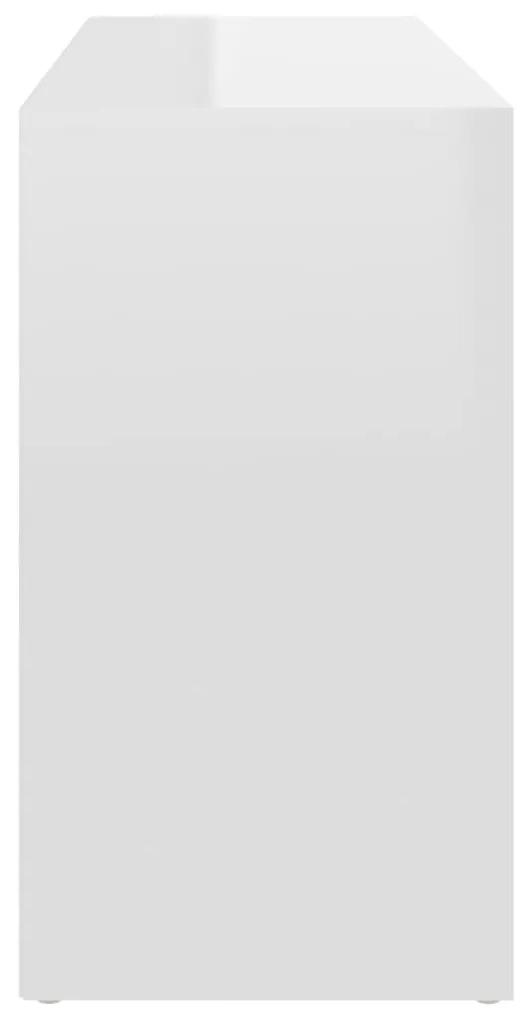 Scarpiera Panchina Bianco Lucido 103x30x54,5 cm Multistrato