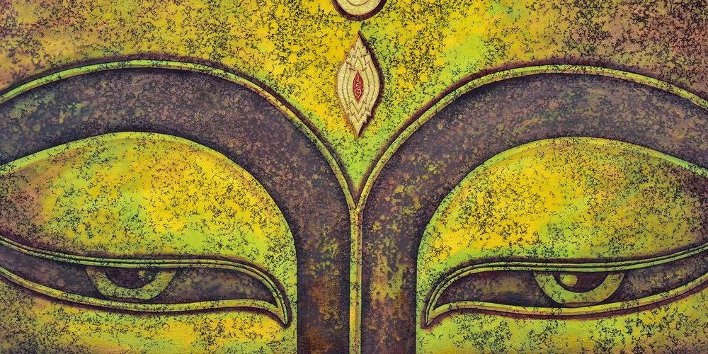 Stampa su tela – Occhi di Buddha dipinti con colori acrilici