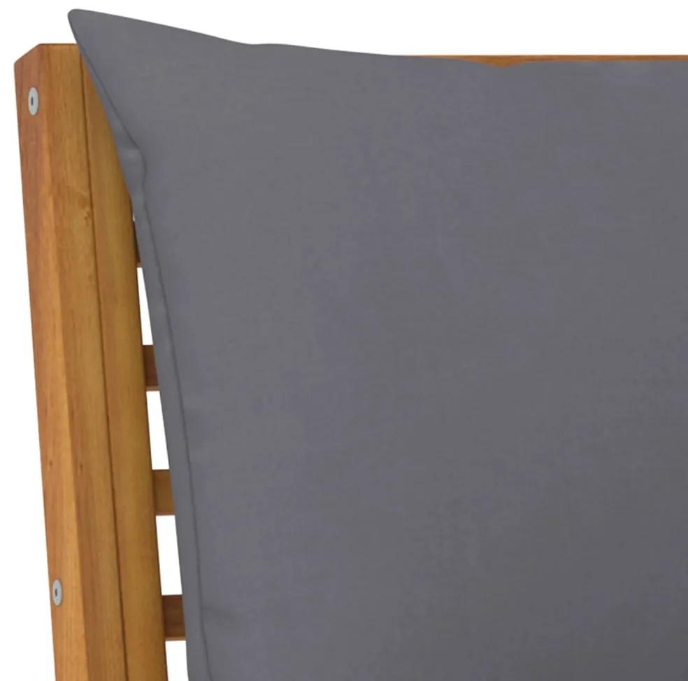 Divano angolare modulare cuscini grigio scuro massello acacia