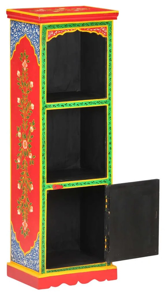 Credenza alta dipinta a mano 40x30x120 cm in massello di mango
