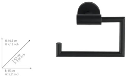 WENKO 24240100- Porta rotolo per carta igienica BOSIO BLACK 15x10,5 cm in acciaio inox/argento