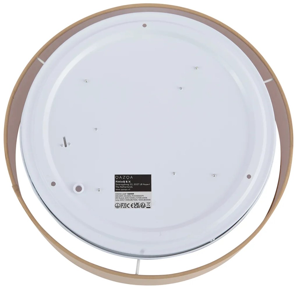 Plafoniera smart beige 35 cm con LED e telecomando - Flat Drum