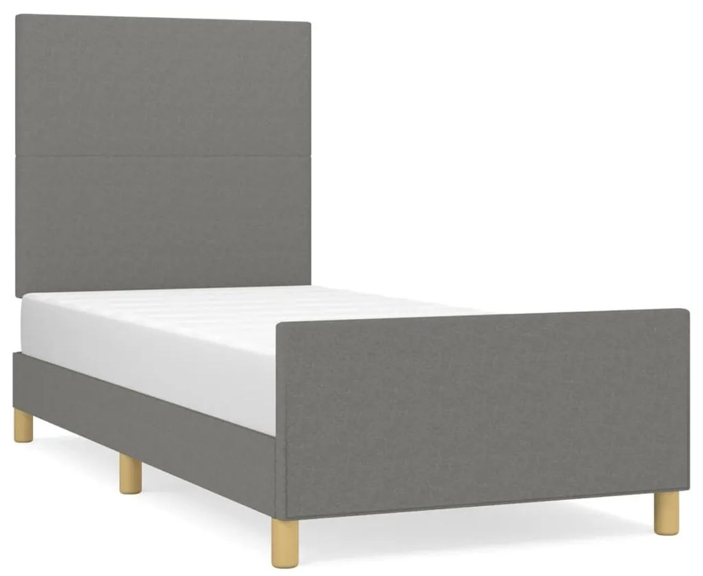 Giroletto con testiera grigio scuro 80x200 cm in tessuto