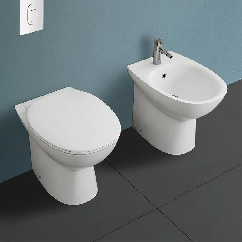 Wc filomuro Rimless serie Morning in ceramica bianco lucido