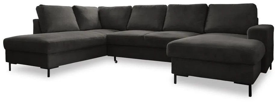 Divano letto in velluto a coste grigio scuro (angolo sinistro) Lofty Lilly - Miuform