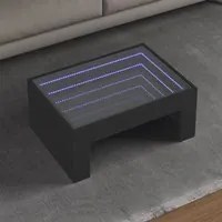 Tavolino da Salotto con LED Infinity Nero 70x50x30 cm 847610