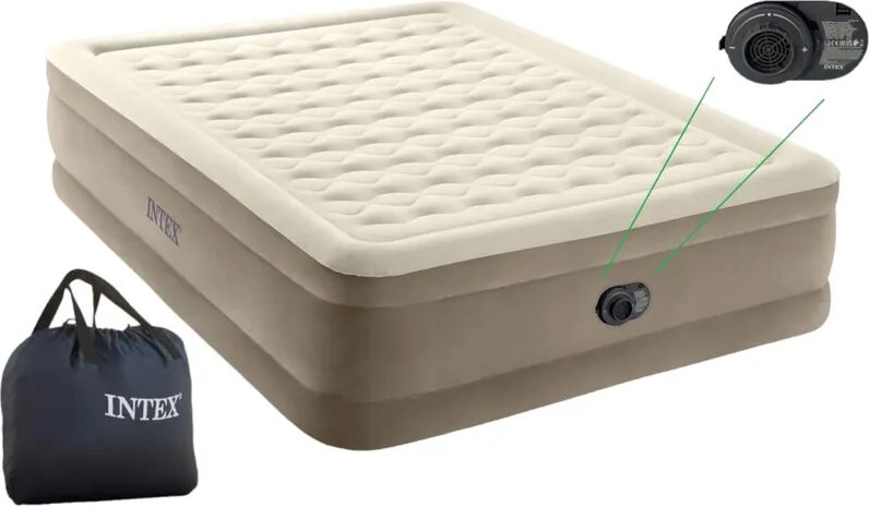 Intex 64428 Materasso Ultra Plush Fiber Tech Pompa Elettrica 152x203x46cm