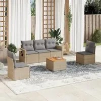 Set Divano da Giardino 6 pz con Cuscini Beige in Polyrattan 3224505