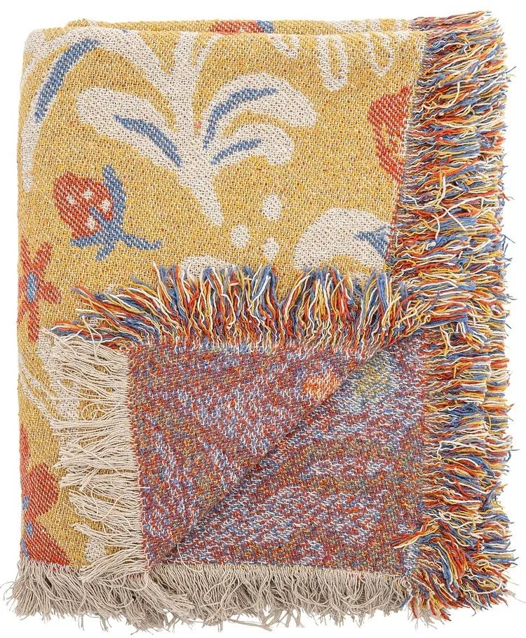 Coperta gialla in cotone riciclato 130x160 cm Reims – Bloomingville