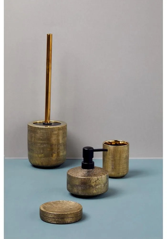 Tazza per spazzolino da denti in ceramica dipinta a mano, color oro Rivara - Wenko