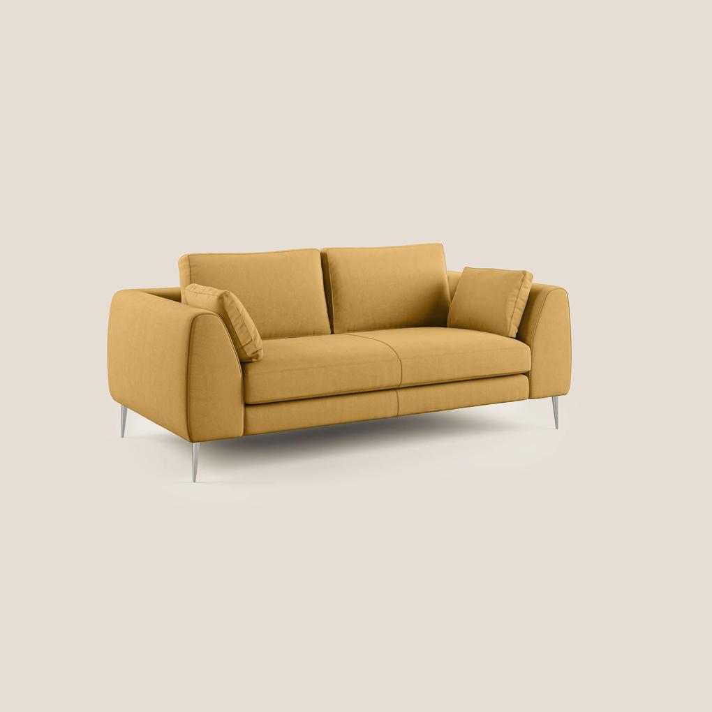 Plano divano moderno in microfibra tecnica smacchiabile T11 giallo 216 cm