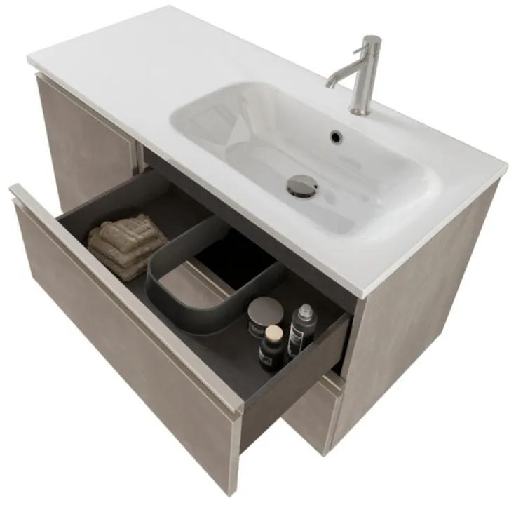 Mobile bagno sospeso 100 cm Master grigio con lavabo e specchio