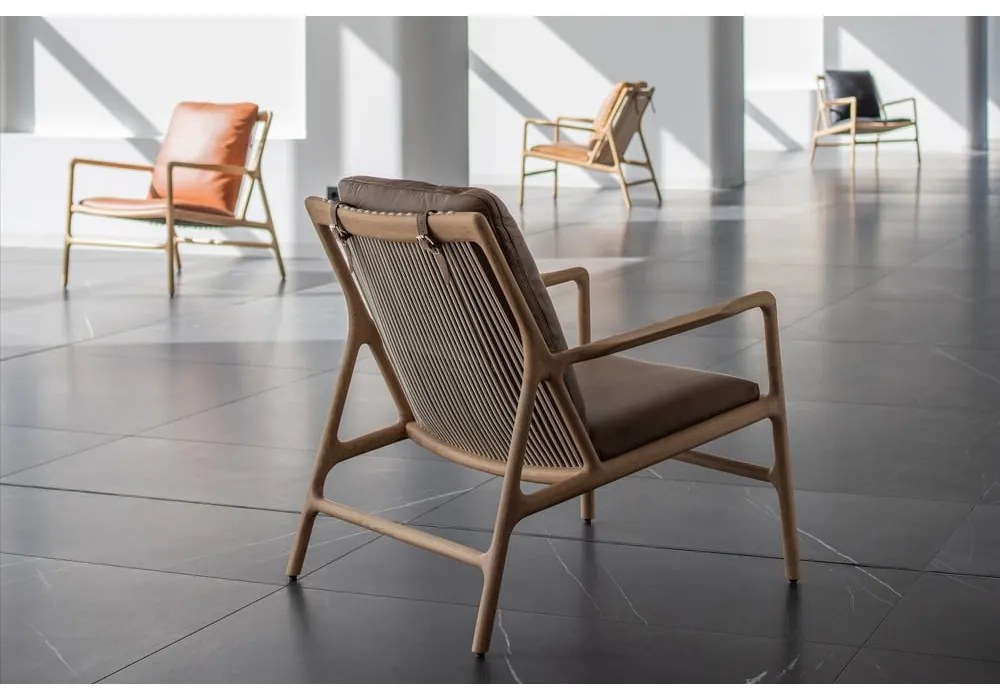 Poltrona in pelle di colore marrone-naturale Dedo - Gazzda