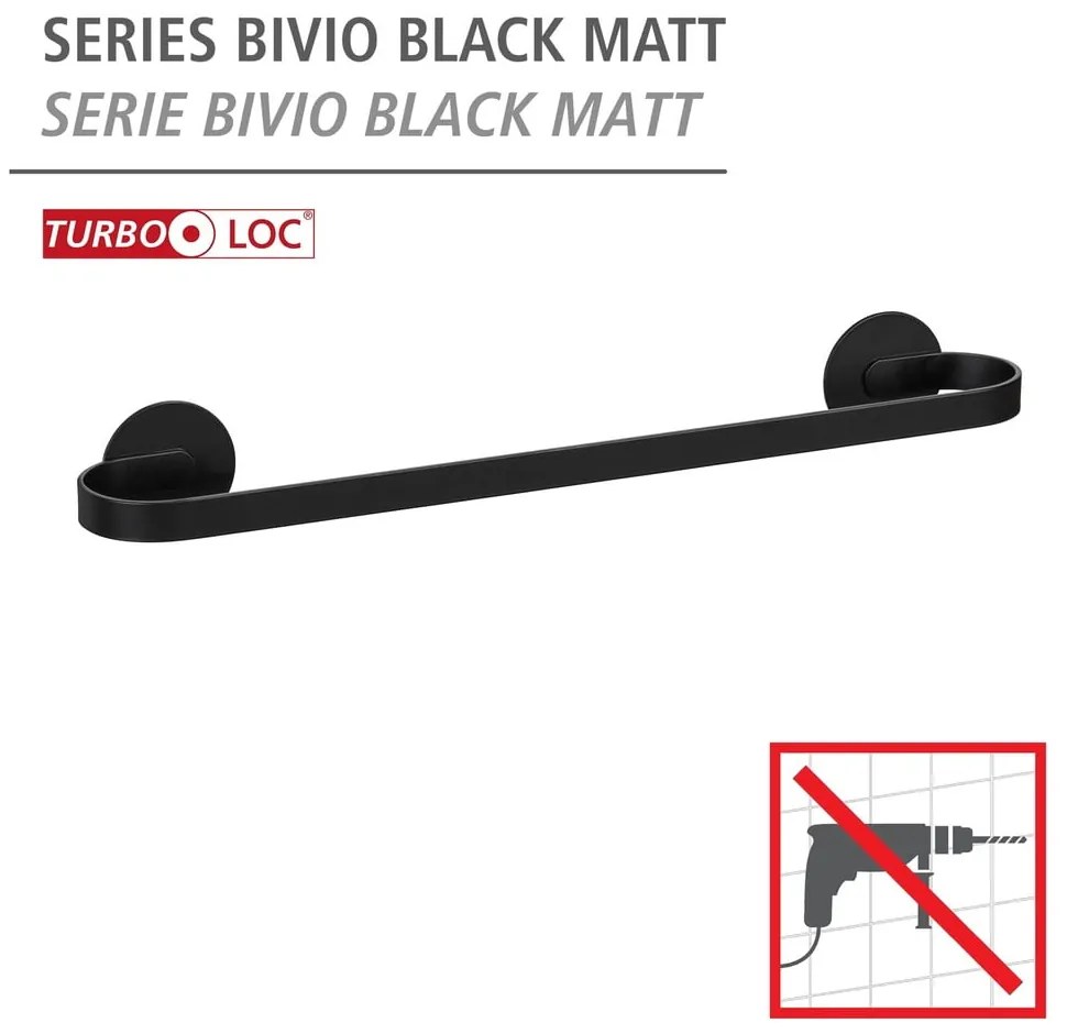 Porta asciugamani in metallo autoportante nero opaco Bivio - Wenko