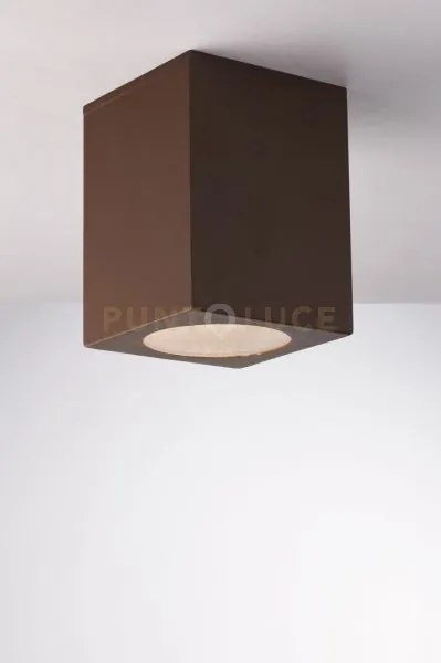 Plafoniera citizen corten quadrata 1 luce attacco e27 ip54 15x15x17cm
