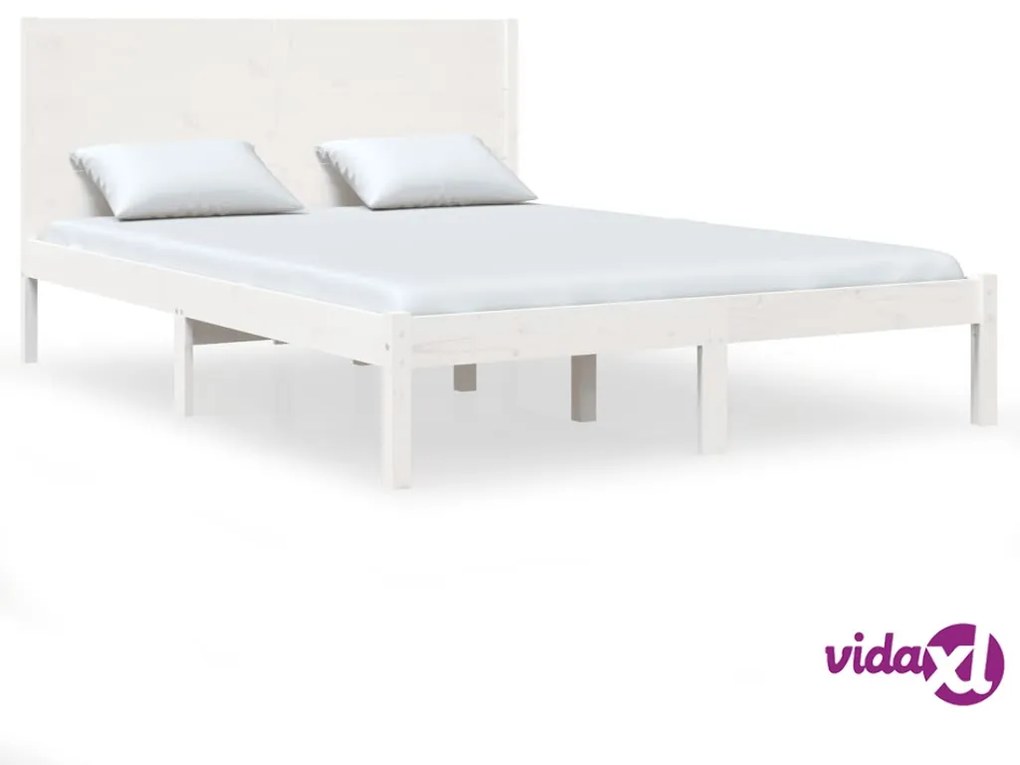 vidaXL Giroletto Bianco in Legno Massello 120x190 cm Small Double