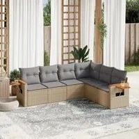 Set Divano da Giardino 6 pz con Cuscini Beige in Polyrattan 3226843