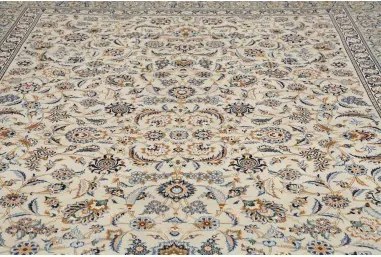 Kashan Fine Floreale Avorio Blu 273x388 Cm