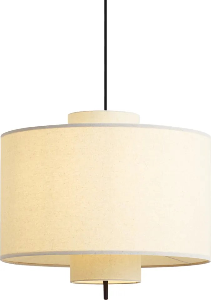 Lampada a sospensione Japandi Nera con paralume in lino bianco 50 cm - Rieu