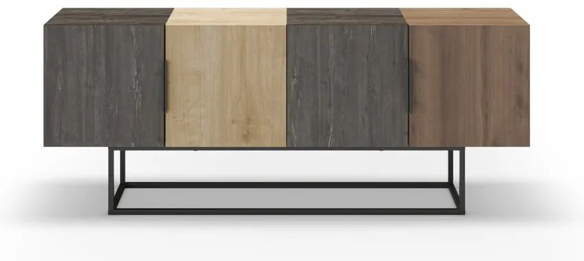 Tavolo TV in rovere decorato in marrone naturale 140x55 cm Titan - Marckeric