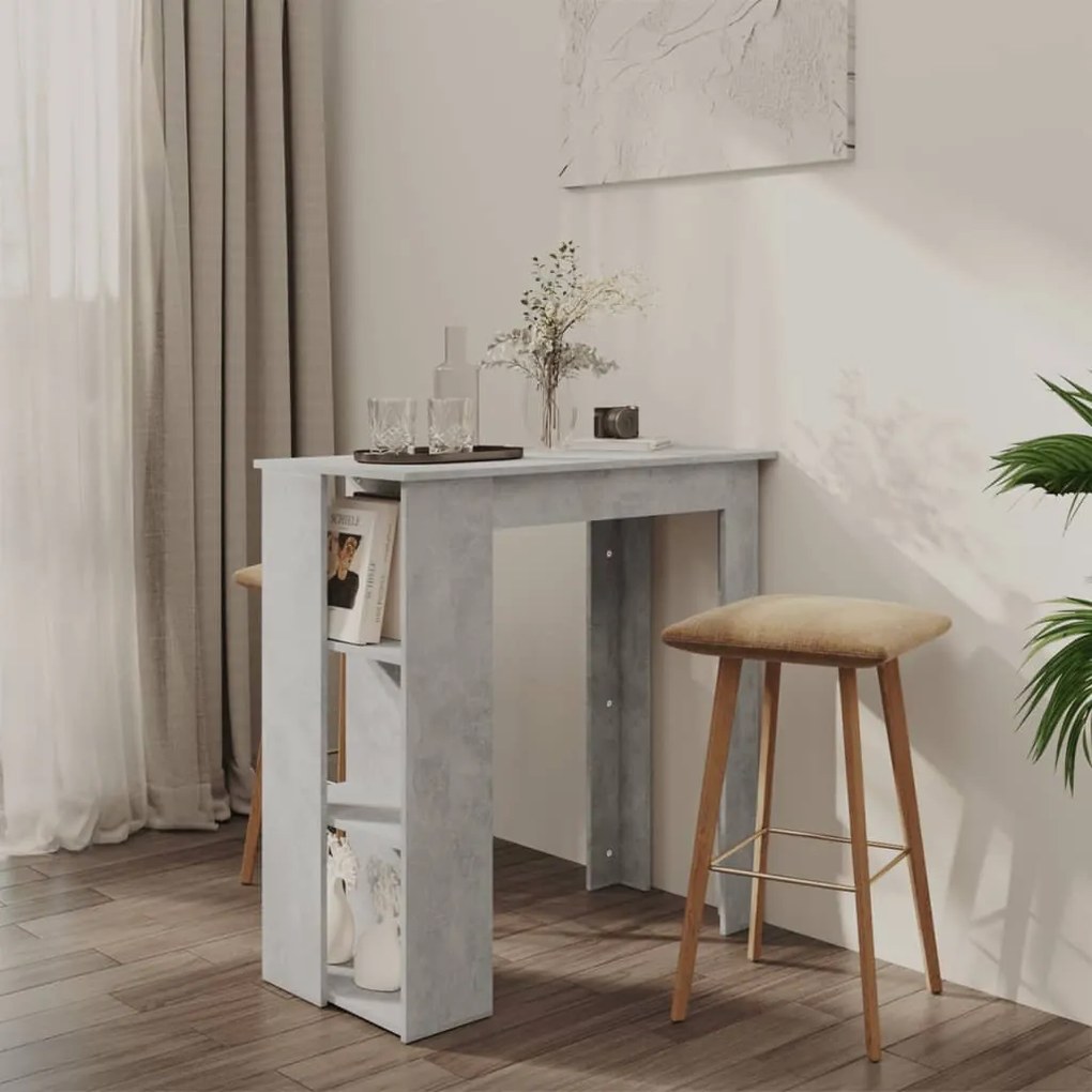Tavolino Da Bar Con Ripiani Grigio Cemento 102x50x103,5 Cm /