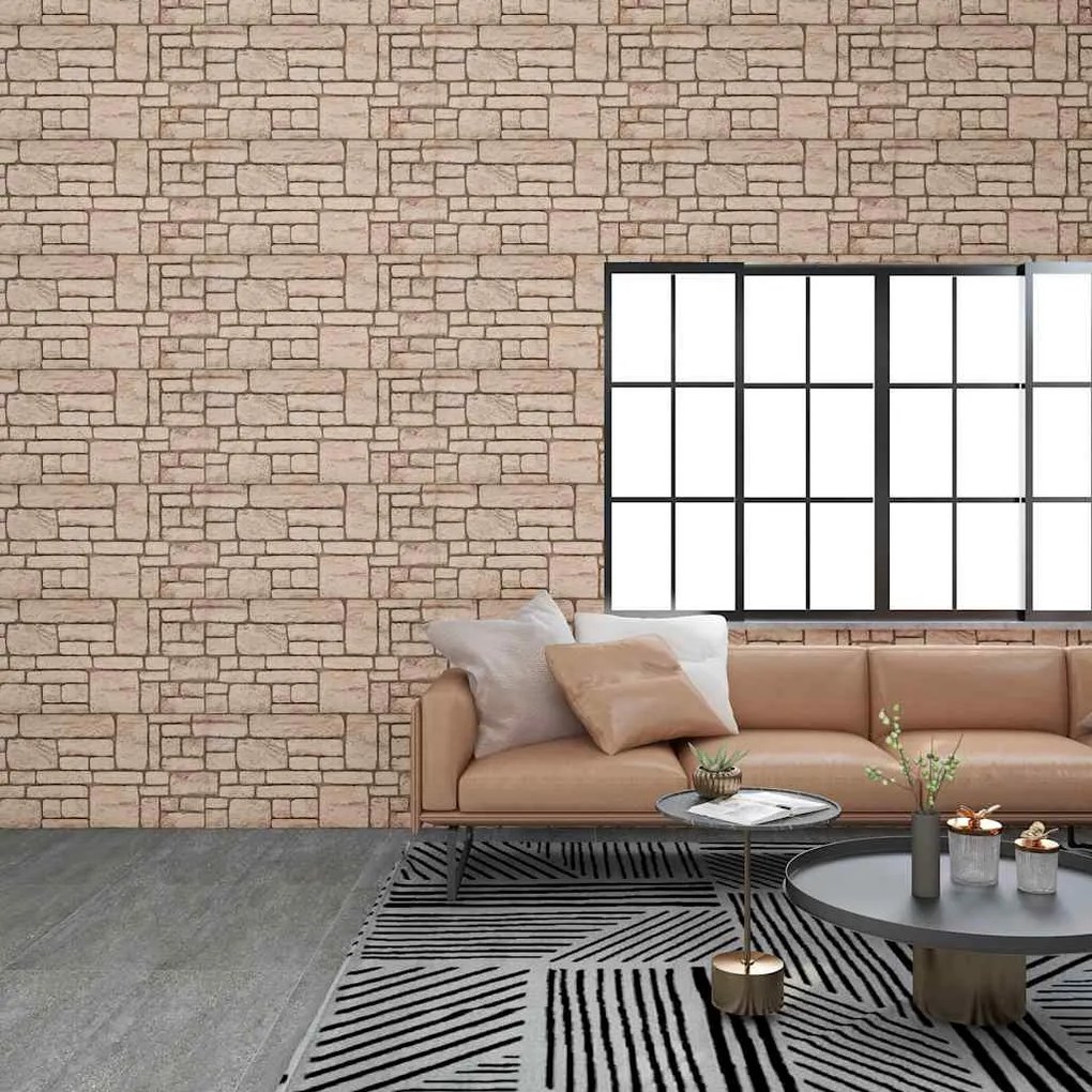 Pannelli Murali 3d Con Design A Mattoni Beige 10 Pz Eps /