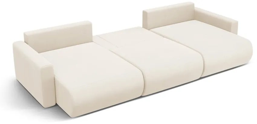 Divano angolare beige allungabile con contenitore (a U) e rivestimento in velluto Belfast – Cosmopolitan Design