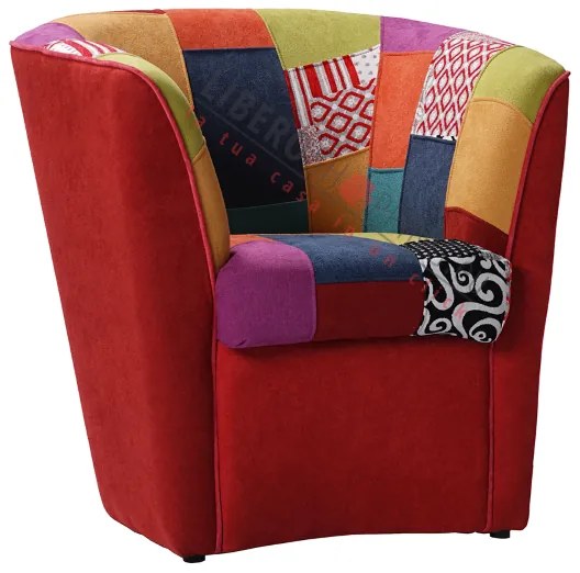 Poltrona da camera ufficio in tessuto BORDEAUX patchwork cucita a mano