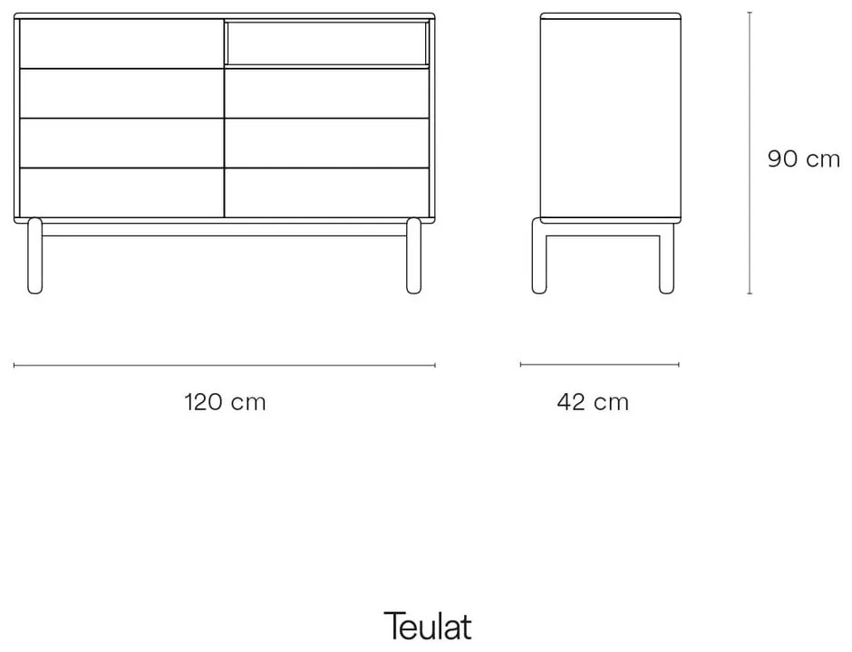 Cassettiera bassa grigio scuro 120x90 cm Corvo - Teulat