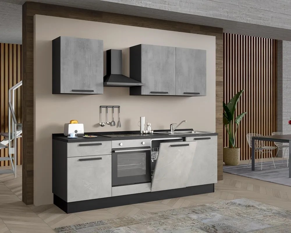 Cucina montata bianco e grigio L 240 cm