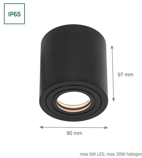 Faretto da bagno CHLOE 1xGU10/6W/230V IP65 rotondo nero